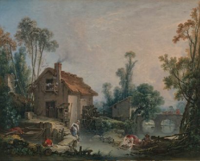 Francois Boucher Landscape With a Watermill